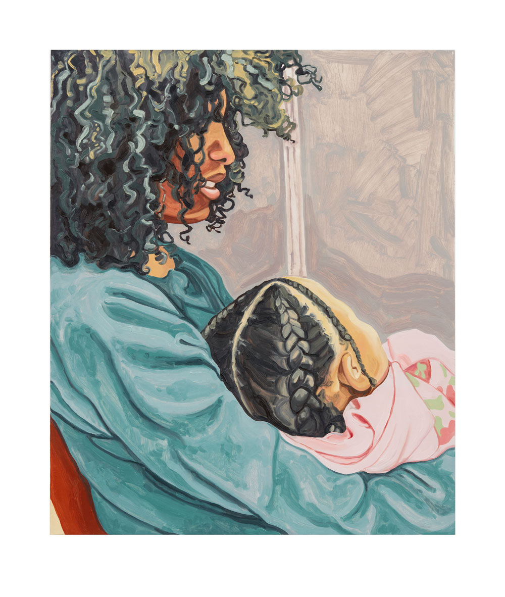 God Bless The Child by Jordan Casteel (A young Black woman cradles a young Black girl)