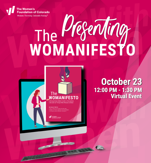 Presenting The Womanifesto 2024 - Virtual Event Flyer